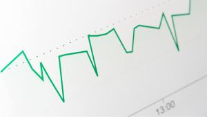 a green chart line moving up and down
