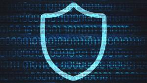 Security badge over binary