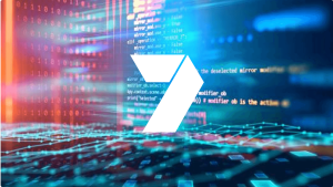 The Seven Network logo with a high tech background