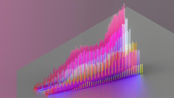 Image of chart with multicolored 3D peaks and valleys