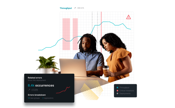 Two developers working to diagnose a problem using change tracking