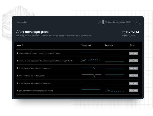 Homepage der Anomalien, Incidents und Probleme in New Relic