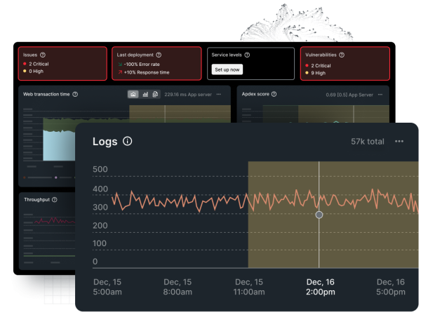 Pantalla de APM que muestra los logs asociados