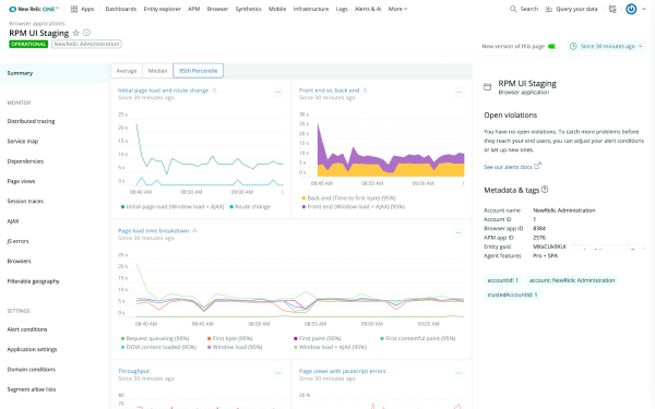 New Relic product screen capture